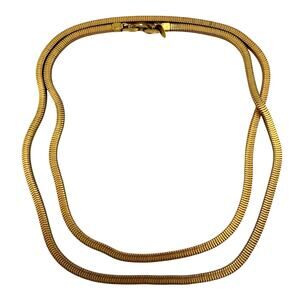 Vintage Roget 1990s Minimalist Chic Tubogas Snake Chain Gold Tone 35" Necklace